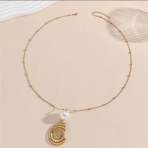 Authentic stainless steel mermaid style shell necklace